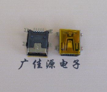 虎门镇MINI USB 5P 接口 母座 全贴带麦拉 高9.6带0.9柱子