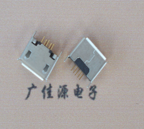 虎门镇Micro usb立插180度 5p针加长2.0mm卷边雾锡