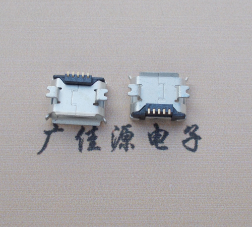 虎门镇Micro USB 5PIN接口,B型垫高0.9mm鱼叉脚贴片雾锡卷边