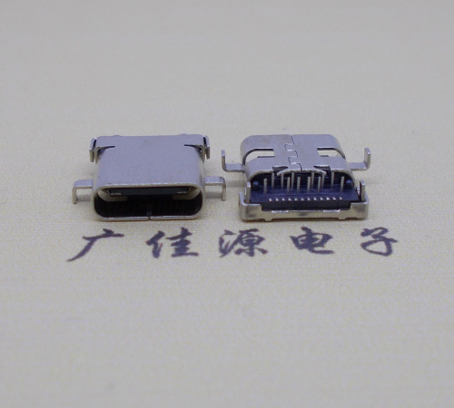 虎门镇卧式沉板usb 3.1 type-c24p母座,端前插后贴smt连接器