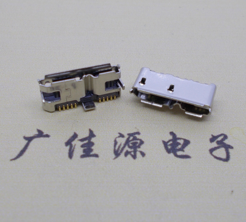 虎门镇 双接口micro usb3.0母座有卷边10pin三个固定脚插板