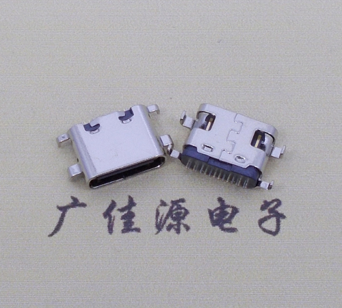 虎门镇type c16p沉板母座破板0.8mm/1.0mm/1.2mm/1.6mm四脚插板端子SMT总体长度L=6.5mm