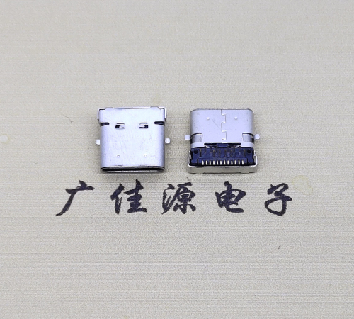 虎门镇type c24p板上双壳连接器接口 DIP+SMT L=10.0脚长1.6母头